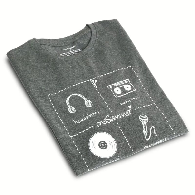 Men's Round Neck T-Shirt - Music - Grey
