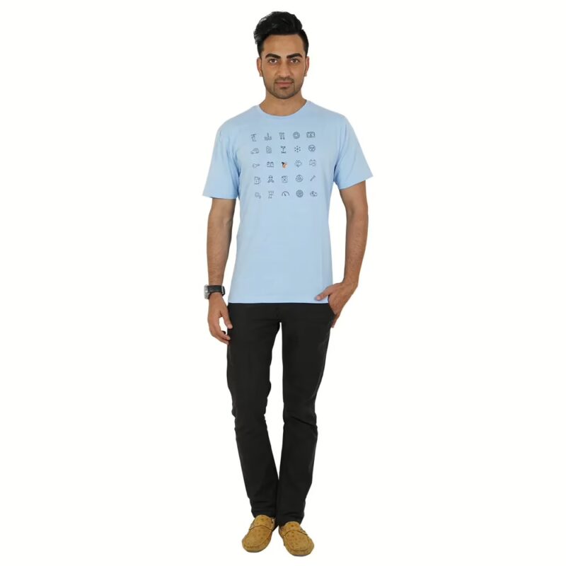 Men's Round Neck T-Shirt - Car Parts - Blue