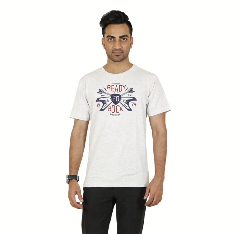 Men's Round Neck T-Shirt - Ready to Rock - Grey