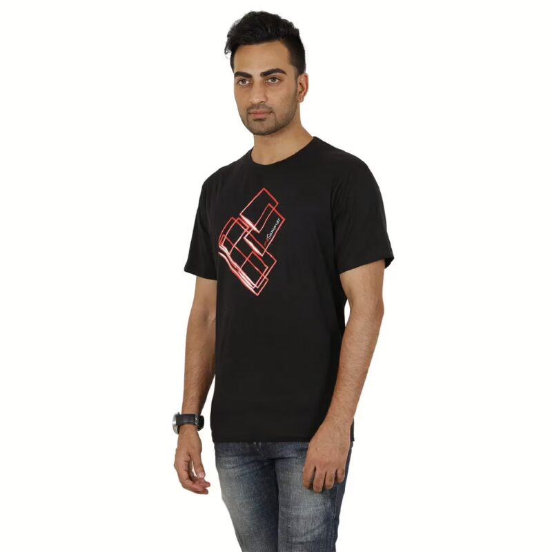 Men's Round Neck T-Shirt - Shapes - Black