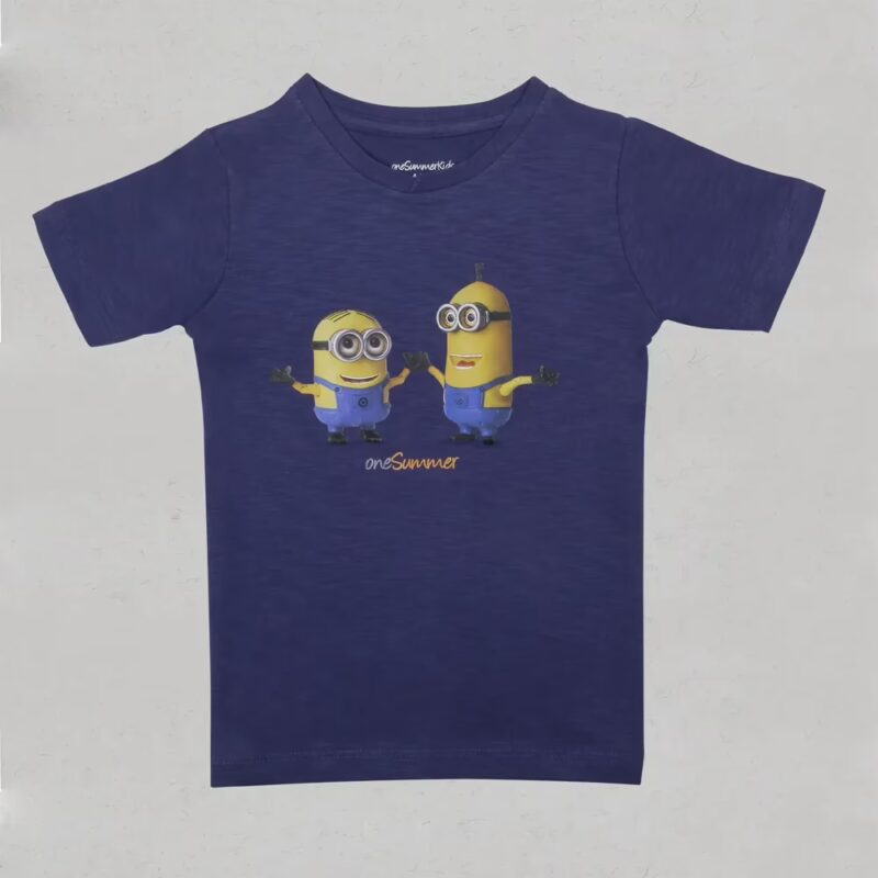 Kids Round Neck T-Shirt - Minions - Blue
