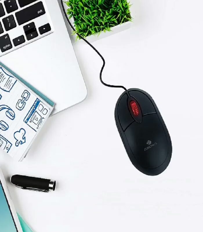 Zebronics Zeb-Rise Wired USB Optical Mouse with 3 Buttons (Black)