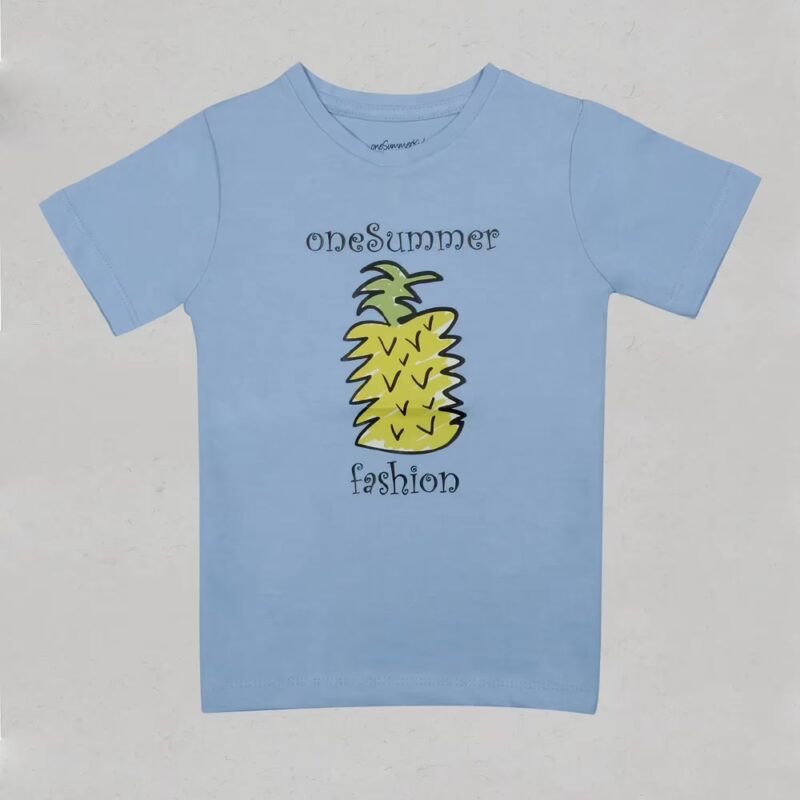 Kids Round Neck T-Shirt - Pineapple - Blue
