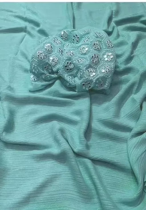 Alisha Blue Georgette Embroidered Sarees