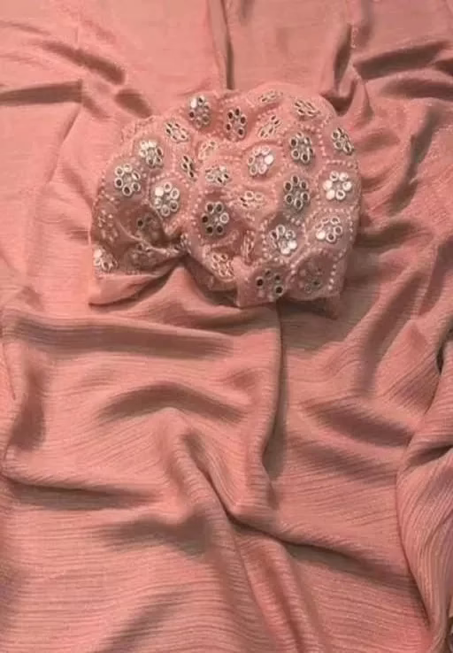 Alisha Georgette Embroidered Pink Sarees