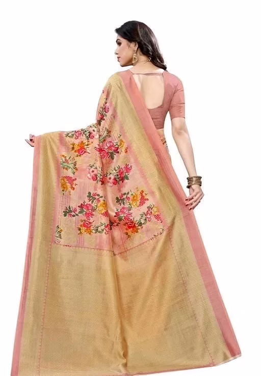 Sensational Floral Printed Khadi Silk Sarees - Image 2