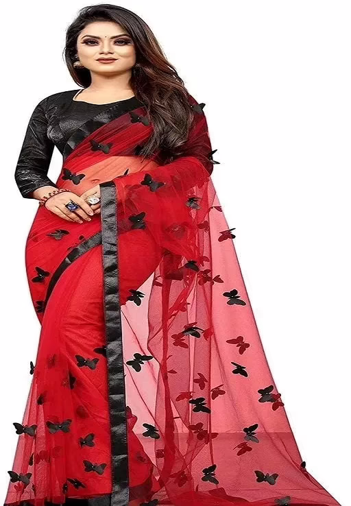 Adrika Banarasi Net Red Sarees
