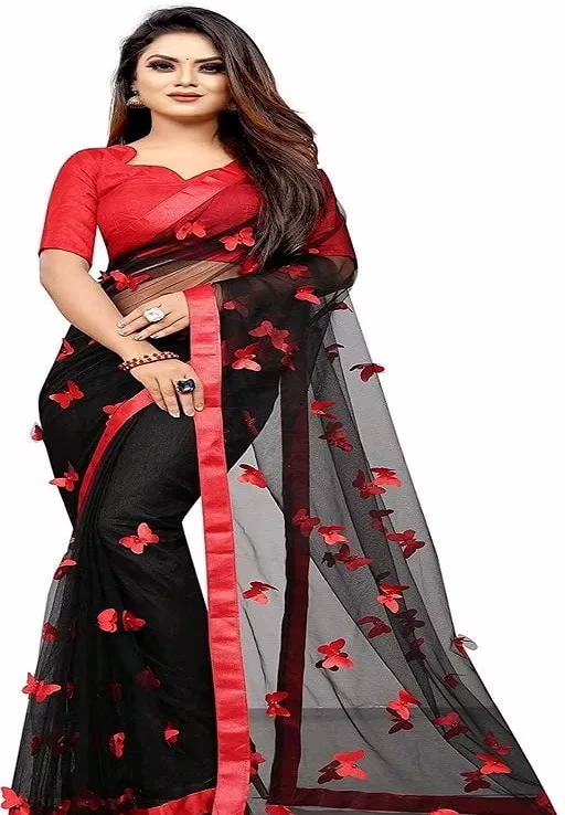Adrika Banarasi Net Black Sarees