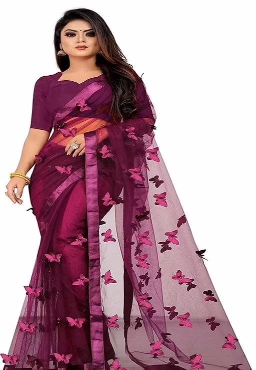 Adrika Banarasi Net Purple Sarees