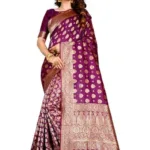 Banarasi Silk Purple Jacquard Saree With Blouse