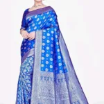 Best Blue Banarasi Silk Jacquard Saree With Blouse