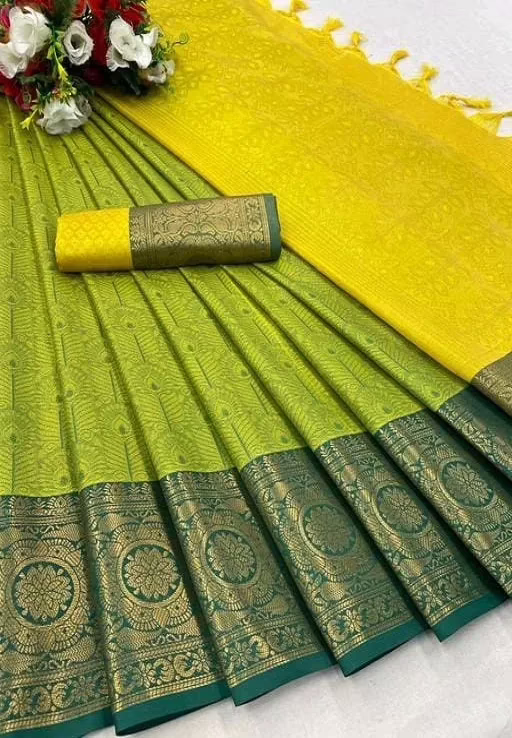 Adrika Attractive Green Banarasi Silk Sarees