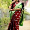 Aakarsha Maroon Refined Satin Silk Sarees - Image 3