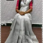 Grey Tissue Tassels and Latkans Saree With Blouse