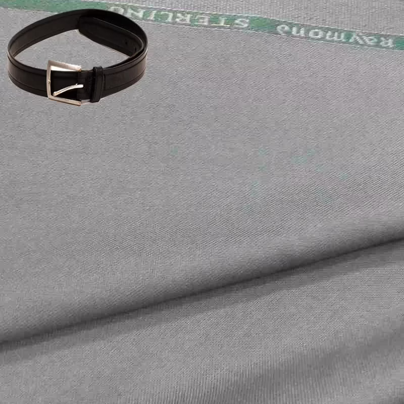 Raymond Men Poly Blended Trouser Fabric Grey Free Belt