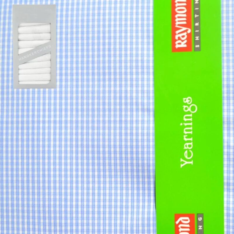 Raymond Men Poly Blended Shirting Fabric White Free Handkerchief
