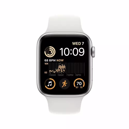 Apple Watch SE GPS (2nd Gen) Heart Rate Monitor, Crash Detection, Sleep Tracking (White Strap, 44mm) - Image 2