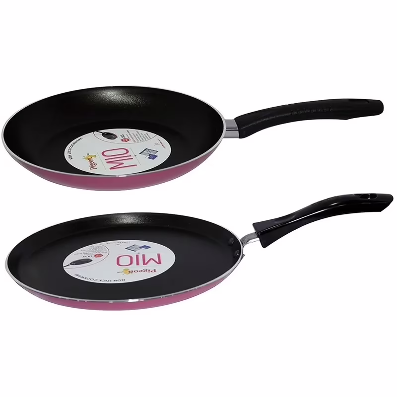 Pigeon Mio Non Stick Duo Pack (Flat Tawa 250 & Fry Pan 240(Set Of 2)