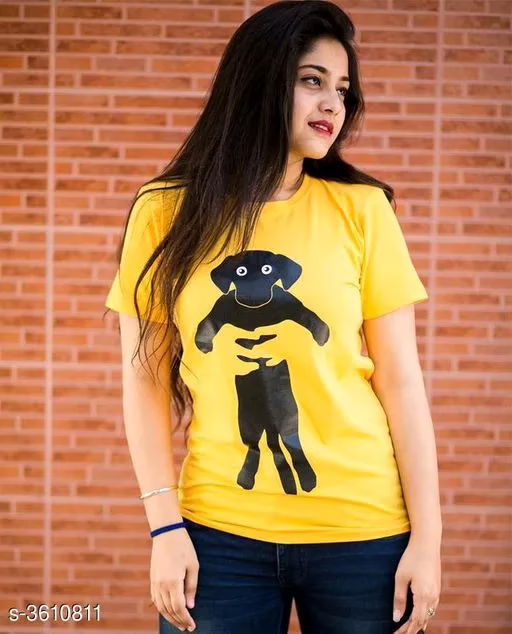 Attractive Yellow Women's Cotton T-Shirts