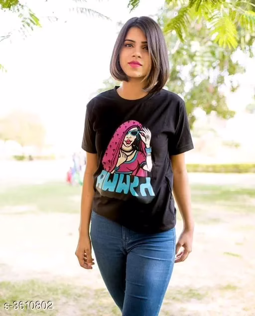 Attractive Black Women's Cotton T-Shirts