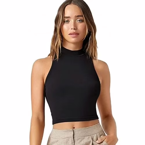 Seasons Solid Ribbed Crop Tank Top