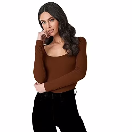 Seasons Square Neck Coffee Round Edges Full Sleeve Top