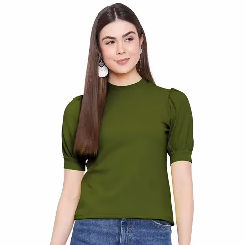 Seasons Women Green Solid  High Neck Top