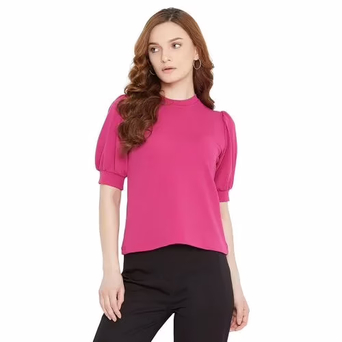 Seasons Women Pink Solid  High Neck Top