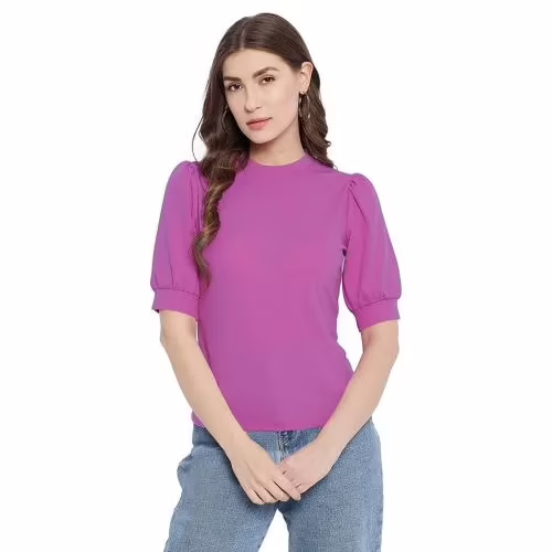 Seasons Women Purple Solid  High Neck Top