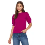 Seasons Women Maroon Solid  High Neck Top