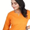 Orange Women Cotton V-Neck Short Kurtis - Image 3