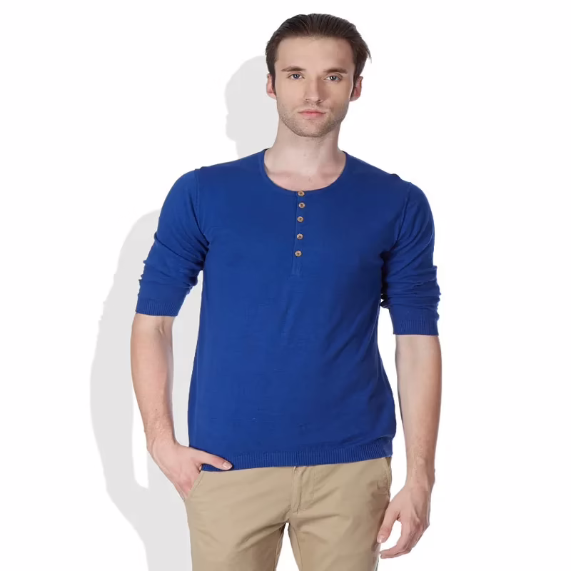 Season United Colors of Benetton Blue Henley T-Shirt