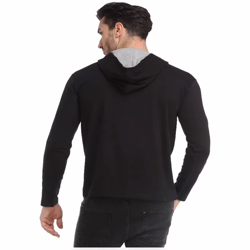 Season Black Hooded T Shirt - Image 2