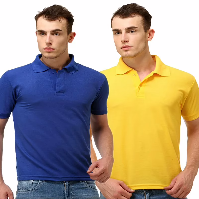 Season Combo Of Blue And Yellow  Neck T Shirt