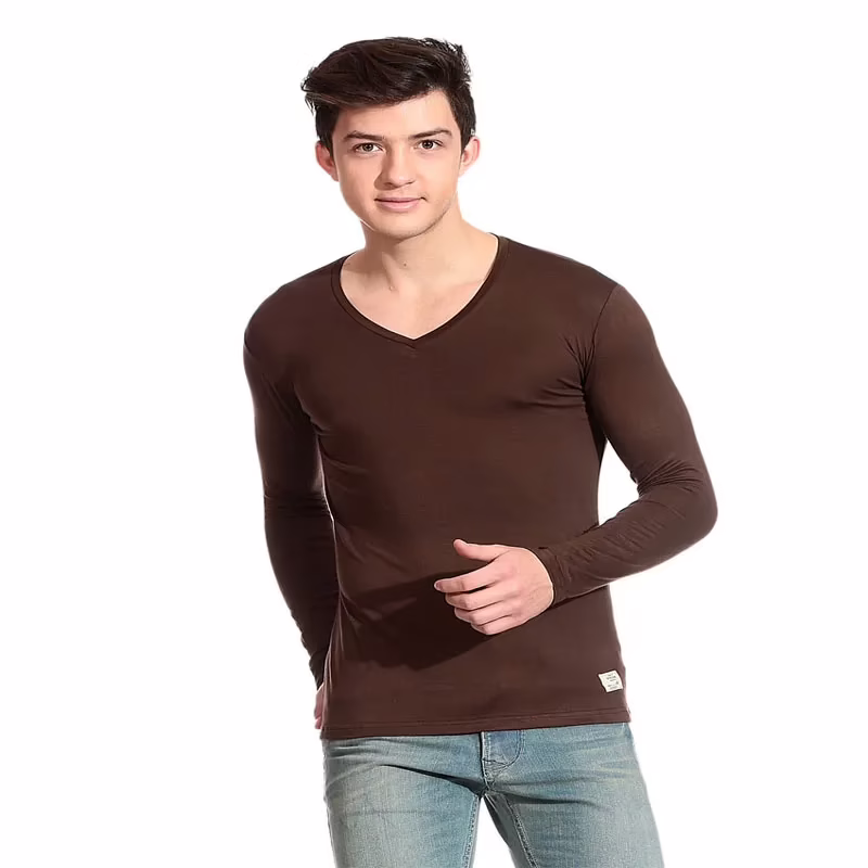 Season Tinted Brown Cotton Blend Men's T Shirt
