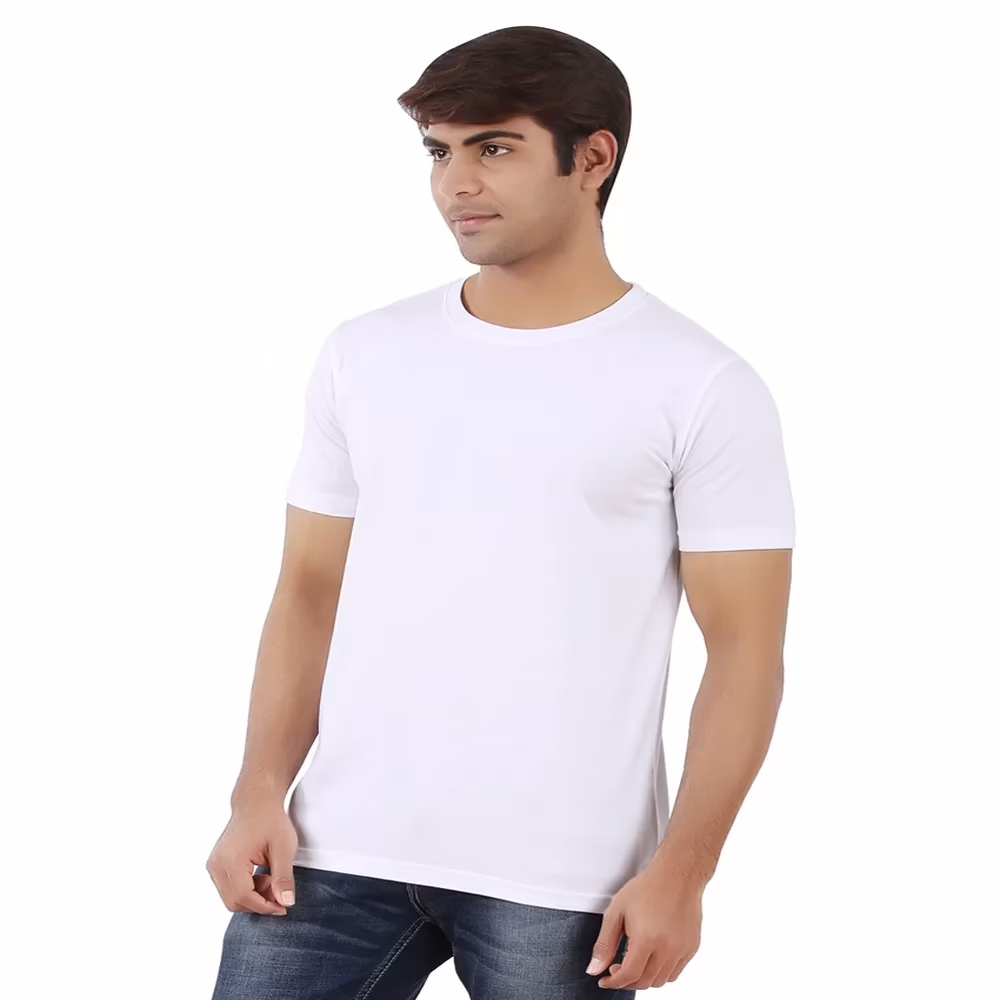 Season Ap'pulse White Cotton Half Sleeves Round Neck - Image 3
