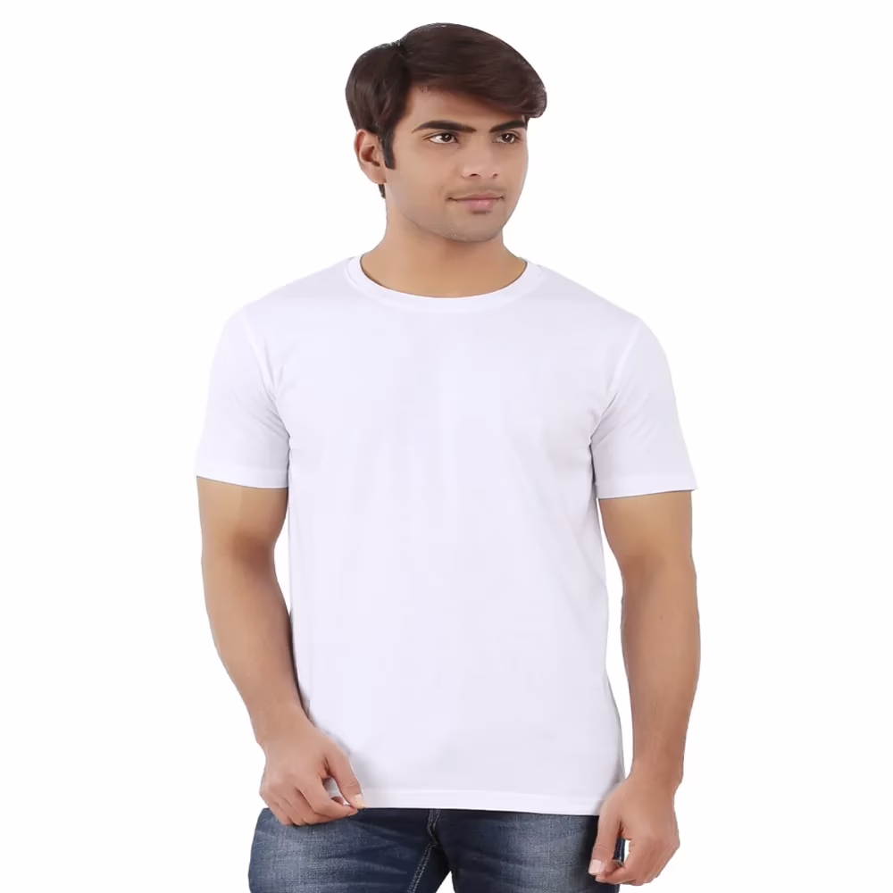 Season Ap'pulse White Cotton Half Sleeves Round Neck