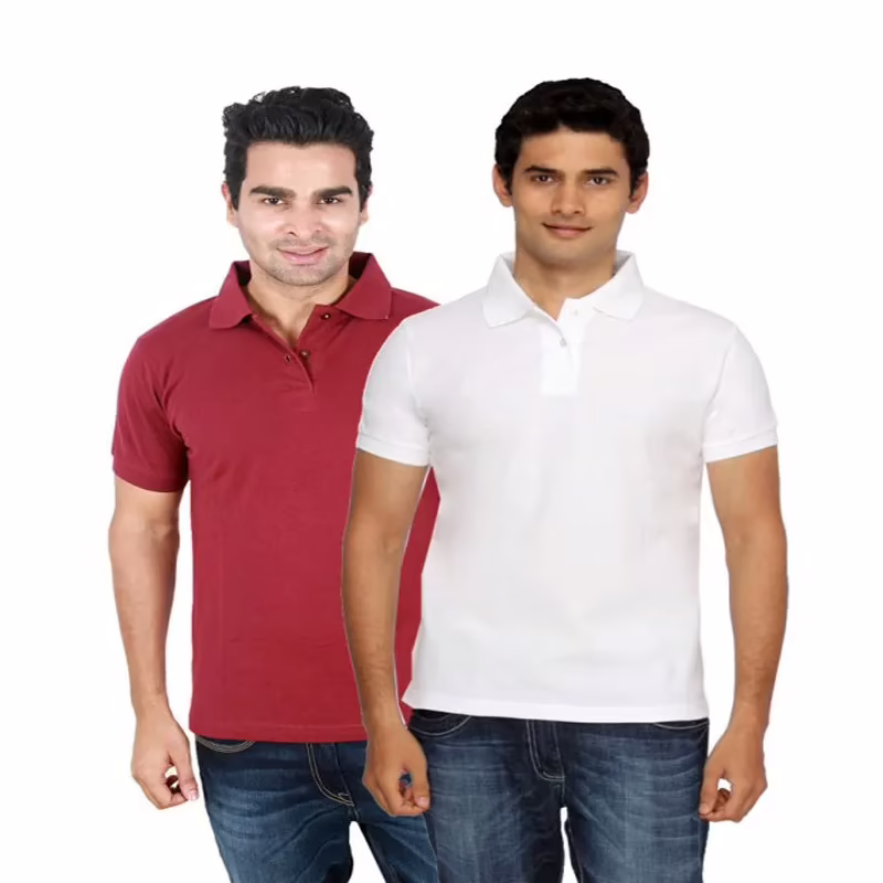 Season Combo Of Maroon And White Cotton T-shirt