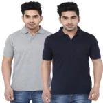 Season Pack of 2 Gray & Black Polo T Shirts for Men