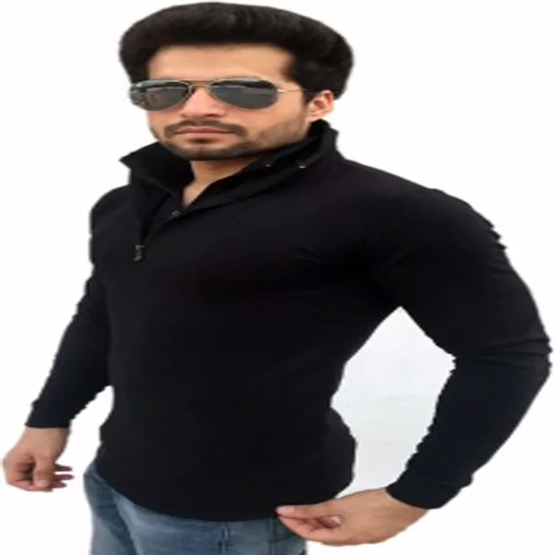 Season Collection Solid Men's Flap Collar Neck T-Shirt