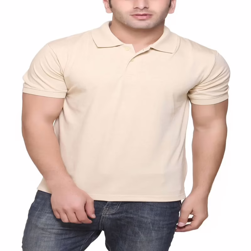 Season Crew Men's Solids T-Shirt (Beige)