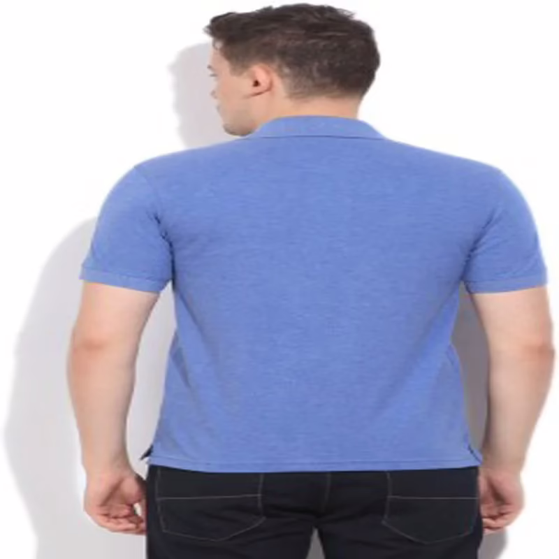 Season Solid Men's Polo Blue T-Shirt - Image 3
