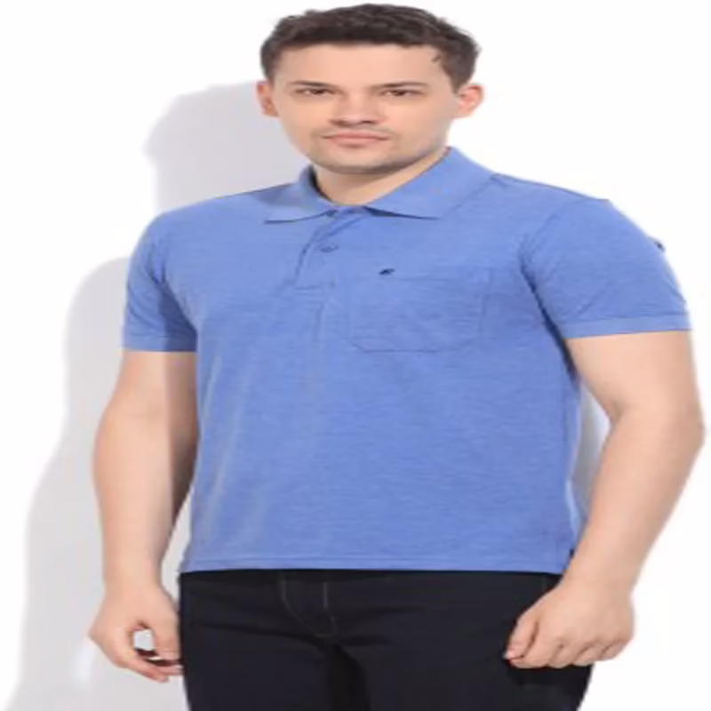 Season Solid Men's Polo Blue T-Shirt - Image 2