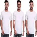 Season Solid Men's Round Neck White T-Shirt