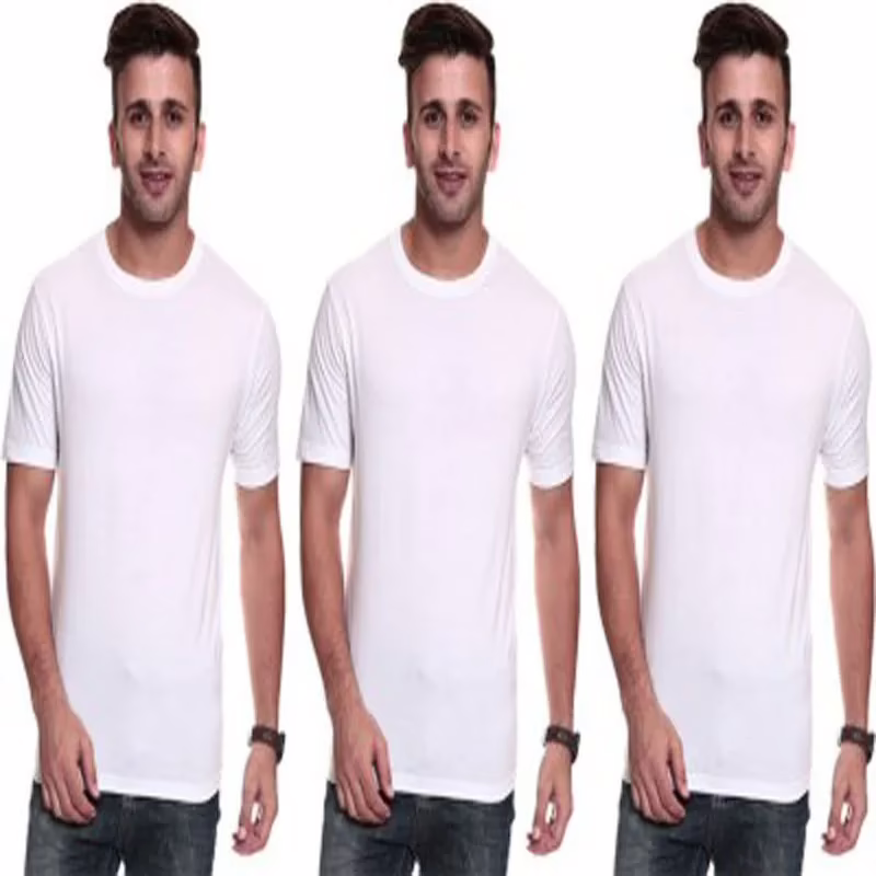 Season Solid Men's Round Neck White T-Shirt