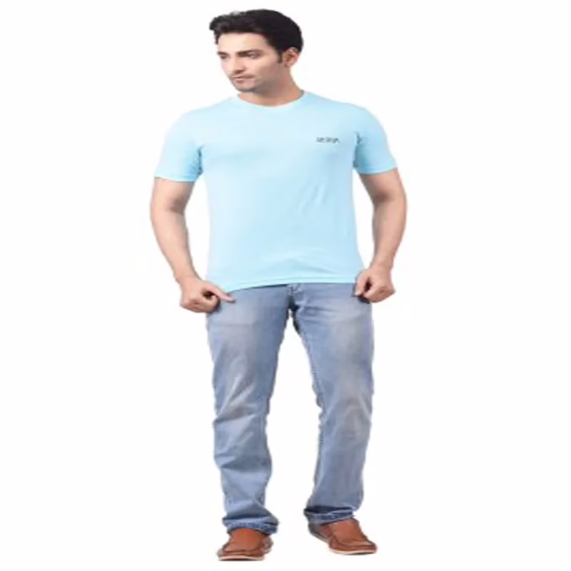 Season Men's Round Neck Light Blue T-Shirt - Image 2