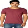 Season Solid Men's Scoop Neck Maroon T-Shirt - Image 2