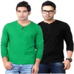 Season Men's Henley Green, Black T-Shirt