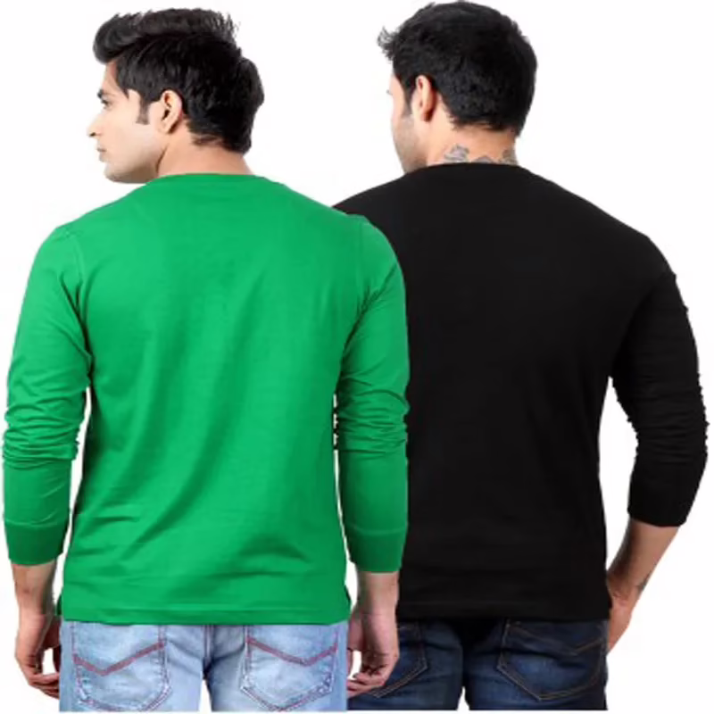 Season Men's Henley Green, Black T-Shirt - Image 3