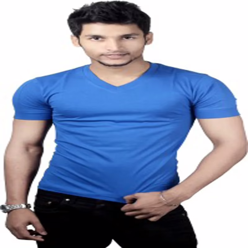 Season Men's V-neck Blue T-Shirt - Image 2